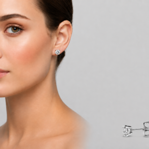 Alternative view of LAB-GROWN 14K White Gold · 0.50ctw Round Brilliant Cut 4-Prong Diamond Stud Earrings (EGL Certified)