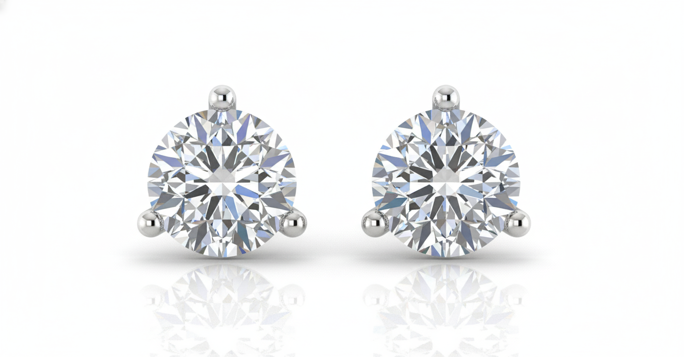LAB-GROWN-14K White Gold • 0.50ctw 3-Prong Lab Diamond Stud Earrings (EGL Certified) - Image 4