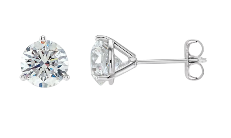 LAB-GROWN-14K White Gold • 0.50ctw 3-Prong Lab Diamond Stud Earrings (EGL Certified) - Image 3