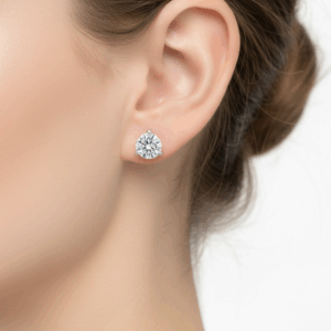 Alternative view of LAB-GROWN-14K White Gold • 0.50ctw 3-Prong Lab Diamond Stud Earrings (EGL Certified)