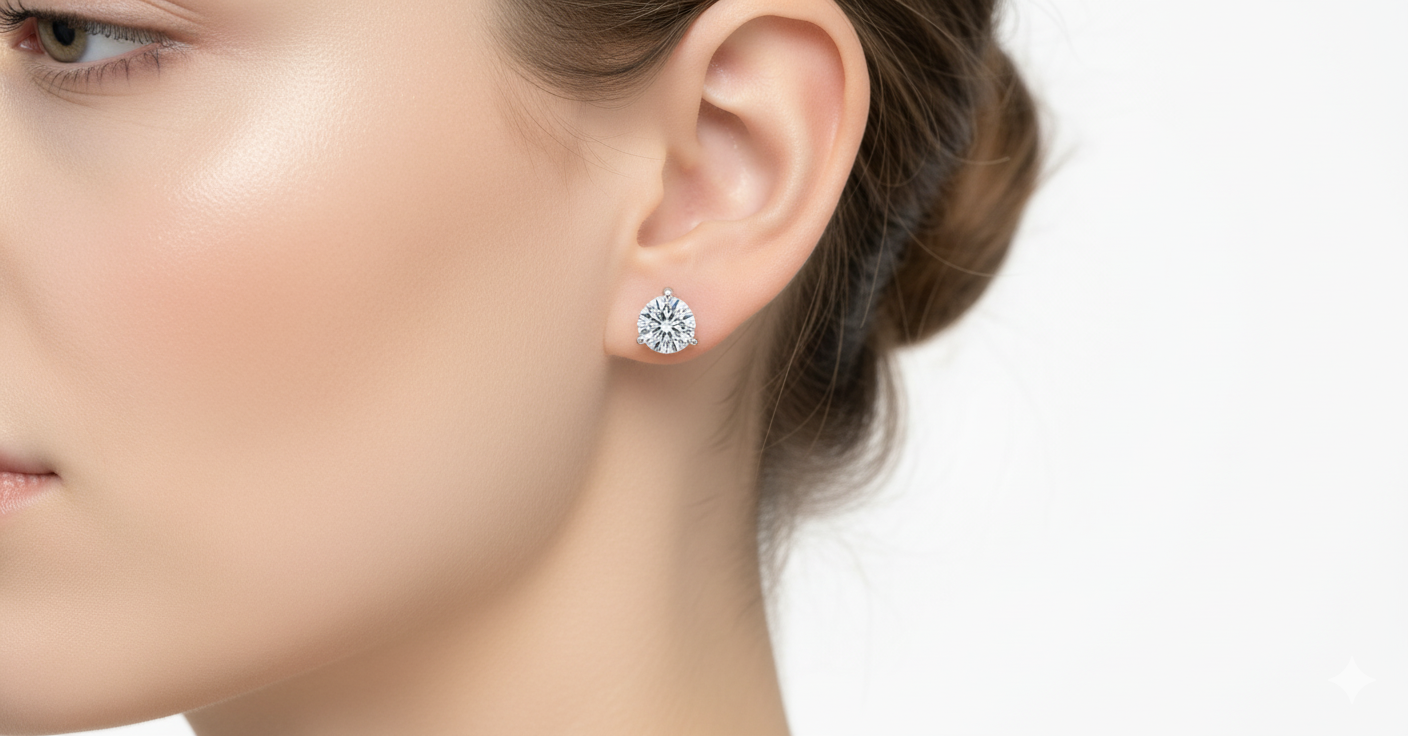 LAB-GROWN-14K White Gold • 0.50ctw 3-Prong Lab Diamond Stud Earrings (EGL Certified) - Image 2