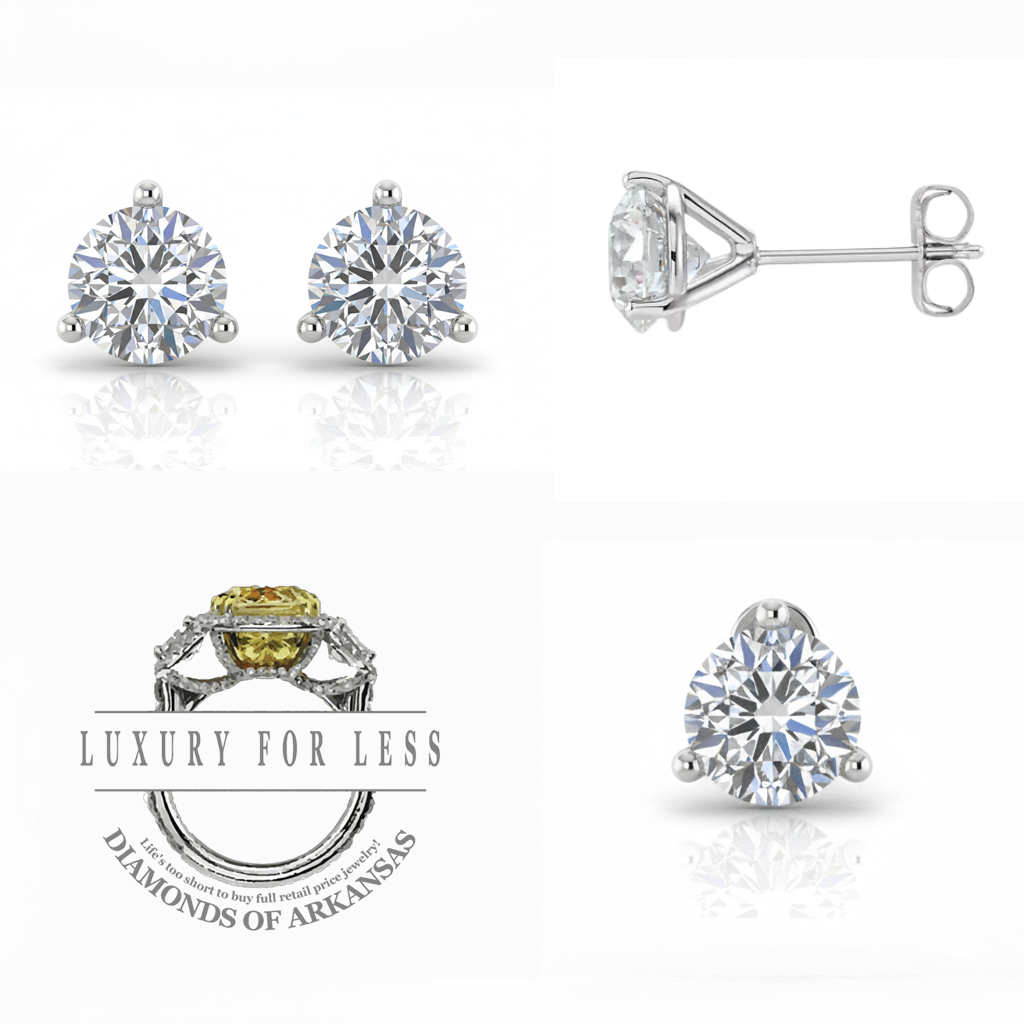 LAB-GROWN-14K White Gold • 0.50ctw 3-Prong Lab Diamond Stud Earrings (EGL Certified)
