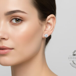 Alternative view of LAB-GROWN 14K White Gold · 0.50ctw Round Brilliant Cut 4-Prong Diamond Stud Earrings (EGL Certified)