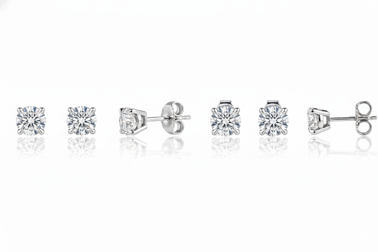 LAB-GROWN 14K White Gold · 0.50ctw Round Brilliant Cut 4-Prong Diamond Stud Earrings (EGL Certified) - Image 3