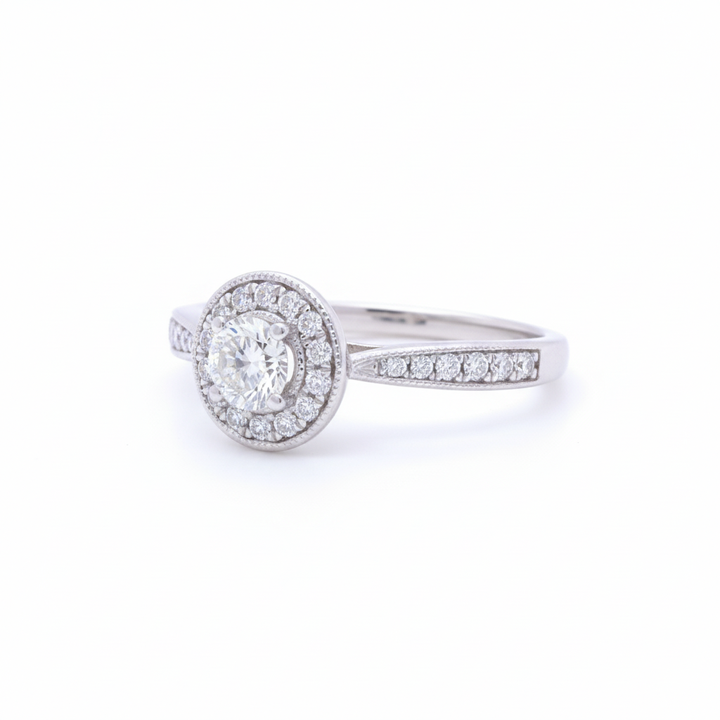 The Promise of Forever: 14k White Gold Diamond Halo Ring - SKU 199705 - Image 6