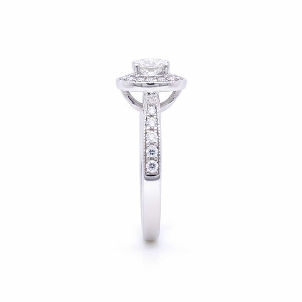 The Promise of Forever: 14k White Gold Diamond Halo Ring - SKU 199705 - Image 7