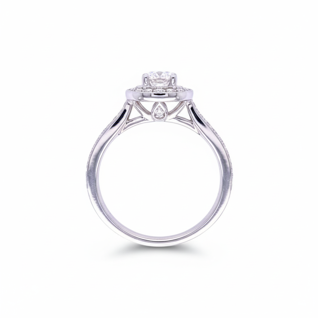 The Promise of Forever: 14k White Gold Diamond Halo Ring - SKU 199705 - Image 8