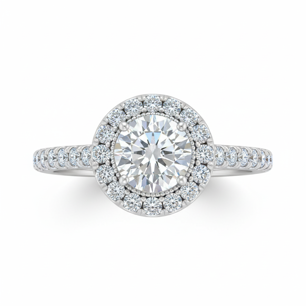 The Promise of Forever: 14k White Gold Diamond Halo Ring - SKU 199705 - Image 3