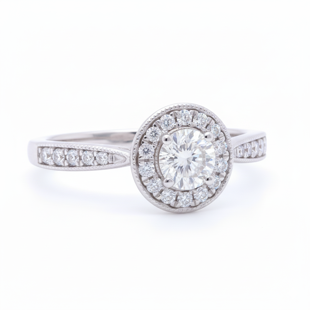 The Promise of Forever: 14k White Gold Diamond Halo Ring - SKU 199705 - Image 5