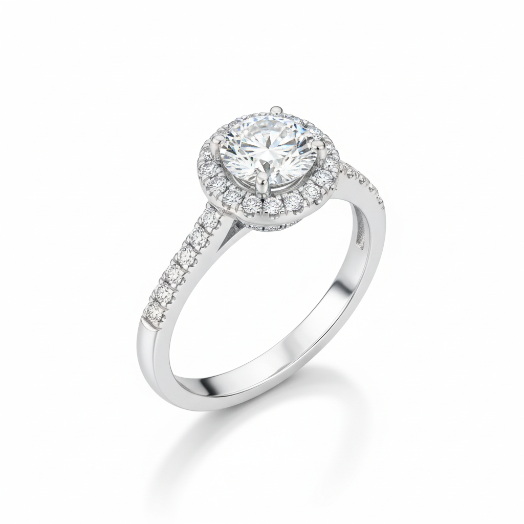 The Promise of Forever: 14k White Gold Diamond Halo Ring - SKU 199705 - Image 4