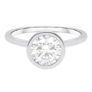 14K White Gold 2.00 CTW Round Brilliant Lab-Grown Diamond Bezel Set Ring