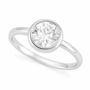14K White Gold 2.00 CTW Round Brilliant Lab-Grown Diamond Bezel Set Ring - Image 3