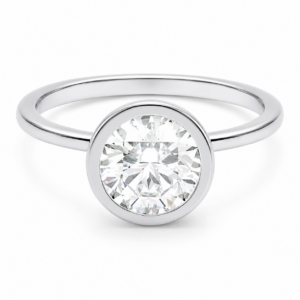 14K White Gold 2.00 CTW Round Brilliant Lab-Grown Diamond Bezel Set Ring - Image 4