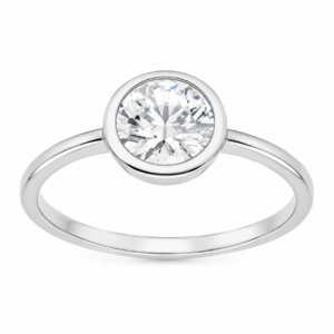 14K White Gold 2.00 CTW Round Brilliant Lab-Grown Diamond Bezel Set Ring - Image 5