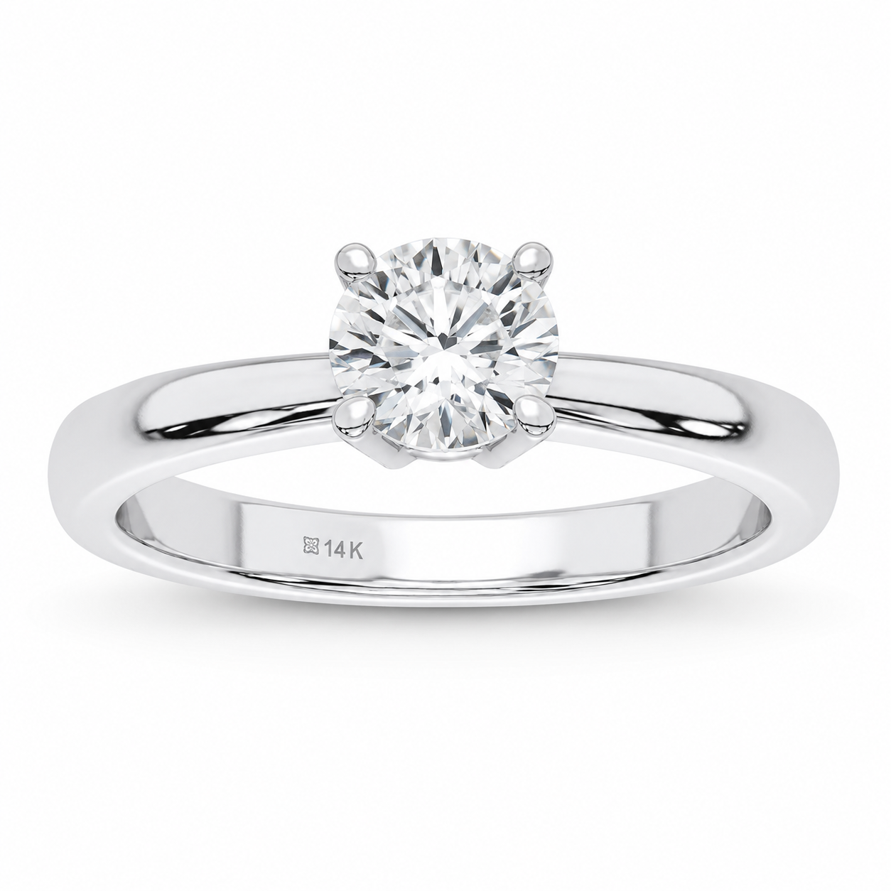 14K White Gold 0.50 CTW Round Lab-Grown Diamond Solitaire Ring