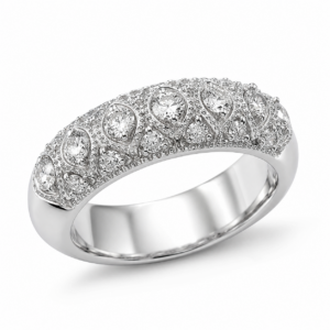 Sterling Silver 0.75 CTW Round Lab-Grown Diamond Milgrain Band