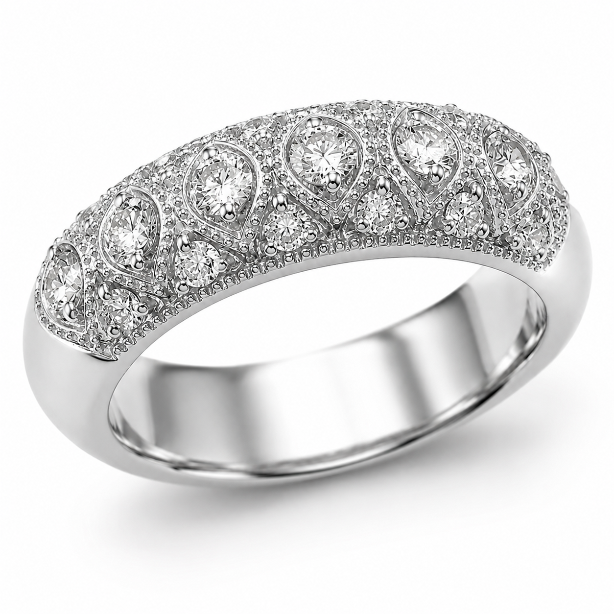 Sterling Silver 0.75 CTW Round Lab-Grown Diamond Milgrain Band - Image 5