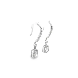 Sterling Silver 1.00 CTW Radiant-Cut Lab-Grown Diamond Halo French Wire Drop Earrings