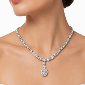Alternative view of 14K white gold lab grown diamond drop necklace