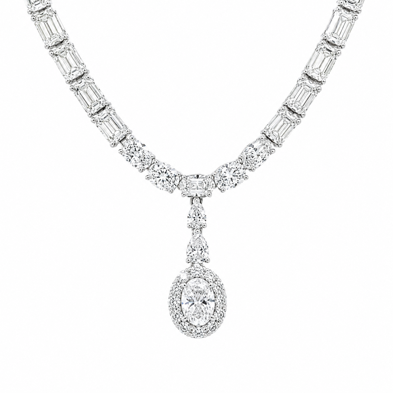 14K white gold lab grown diamond drop necklace - Image 5