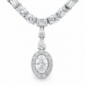 14K white gold lab grown diamond drop necklace