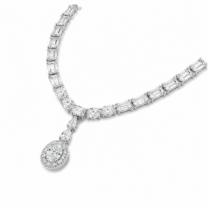 14K white gold lab grown diamond drop necklace - Image 3
