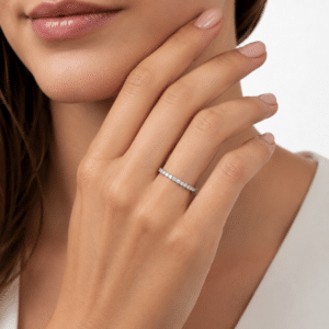 Alternative view of The Celeste 0.50 CTW Lab-Grown Diamond 3/4 Eternity Band in 14K White Gold